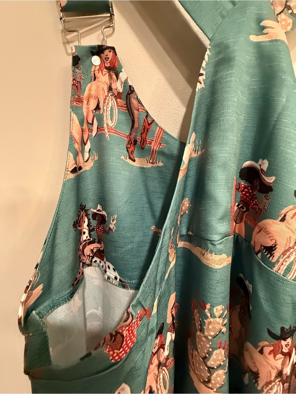 Source Unknown Teal Western Print Jumpsuit - Picture 4 of 11